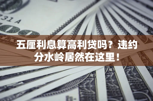 武汉五厘利息算高利贷吗？违约分水岭居然在这里！