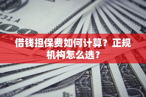 武汉借钱担保费如何计算？正规机构怎么选？